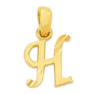 10k Real Solid Gold H Initial Charm Letter Jewelry